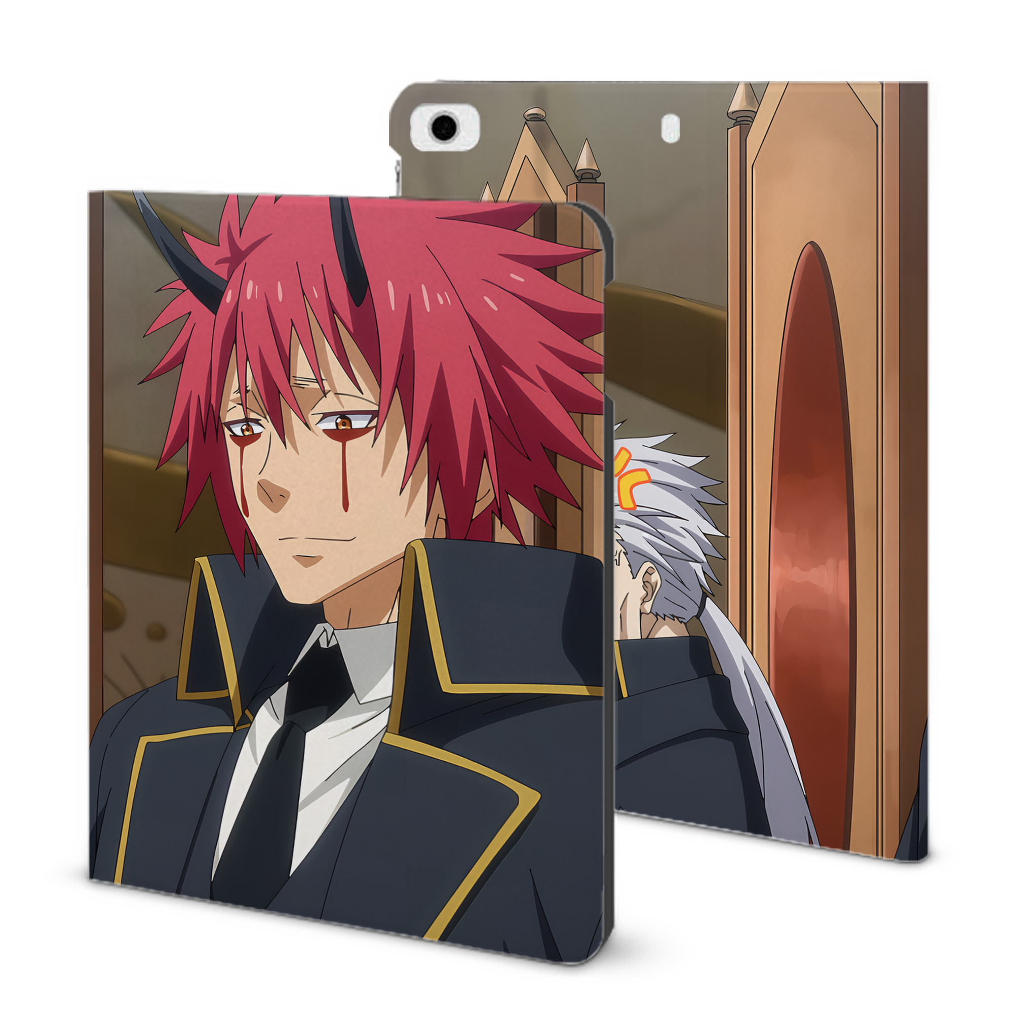 （画像用） 転スラ Regarding Reincarnated to Slime IPad ケース ブック型 PUレザー TPU 耐衝撃 軽量 薄型 ペン収納なし 全面保護 IPad 各モデル対応